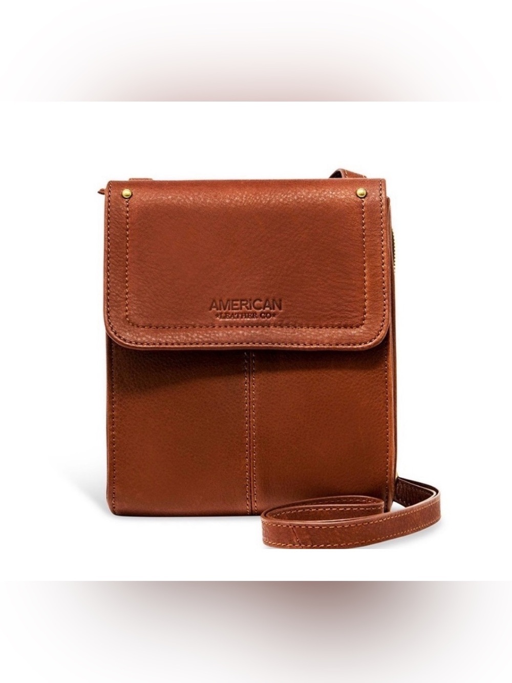 American Leather Co Kansas Crossbody in Brandy Smooth NWT